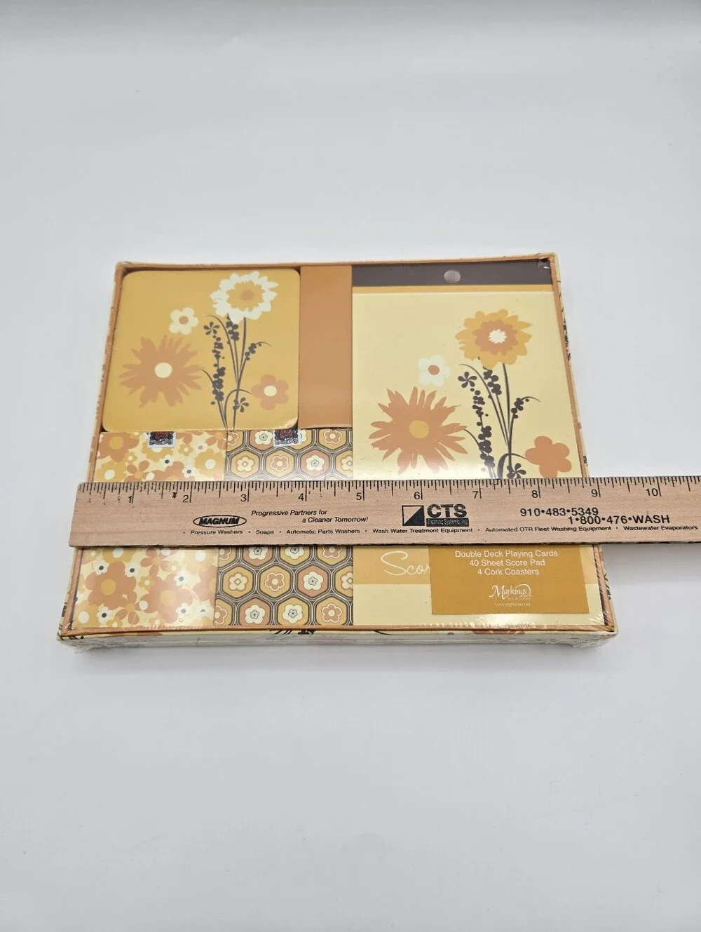 NEW C.R. Gibson Markings Playing Card Part Set Yellow Orange Retro Floral Print